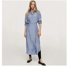 Mango Wrap Shirt Dress Light Blue Sz 4