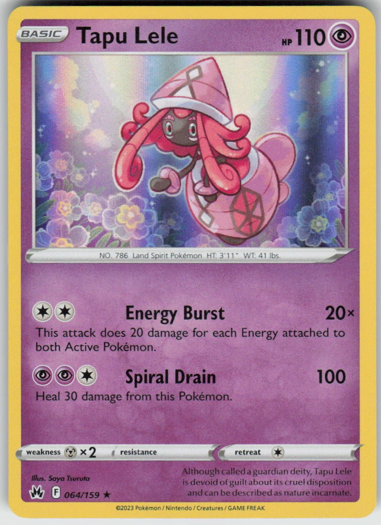 Tapu Lele 064/159 Holo Rare Crown Zenith Pokemon Near Mint
