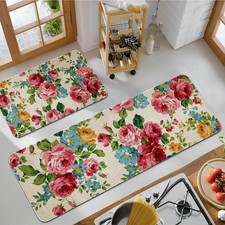 Kitchen Mats for Floor Set of 2 Pieces Kitchen Rugs and Mats Non Skid Washabl...