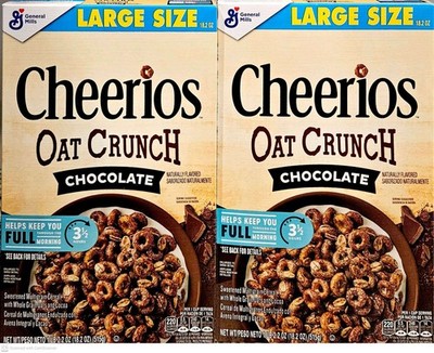 Cheerios Oat Crunch Chocolate Breakfast Cereal, with Whole Grain,18. oz (2Packs)