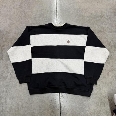 vintage bugle boy company black and grey striped crewneck size medium