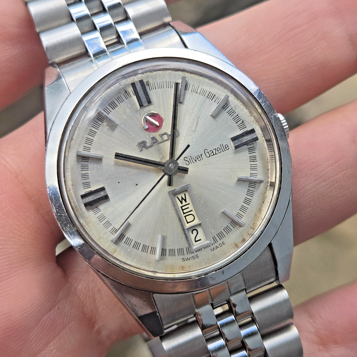 Vintage RADO Silver Gazelle men's automatic watch day/date swiss