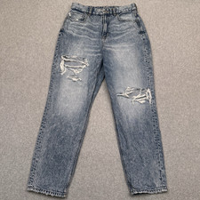 American Eagle Curvy Mom Jeans Womens 4 Acid Wash Distressed Denim High Rise