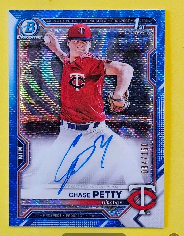 2021 Chase PETTY First Bowman Chrome Auto Blue Wave Refractor /150 CDA-CP Reds