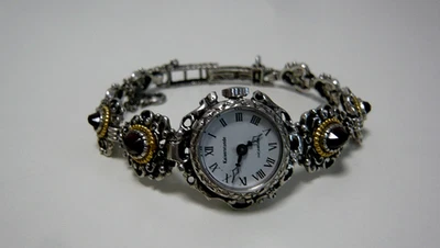 Antike Kaiserstunde  835 Silber Armbanduhr mit Granaten Mechanisch/Handaufzug - Bild 1 von 4