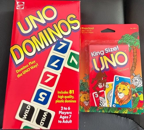 Vintage 1995 UNO Dominos Tile Game Mattel Brand New Sealed Preschool Cards