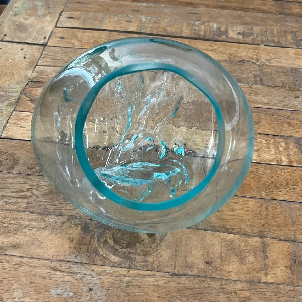 Jarrón de vidrio arte abstracto burbuja orgánica soplado a mano 6" de alto Foto 2 de 4