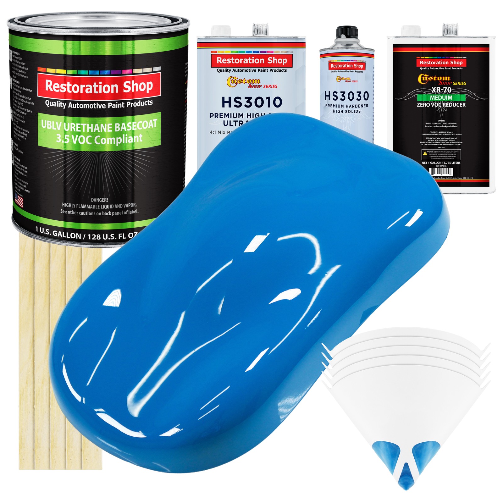 Coastal Highway Blue Low VOC Urethane Basecoat Auto Paint Gallon Kit  