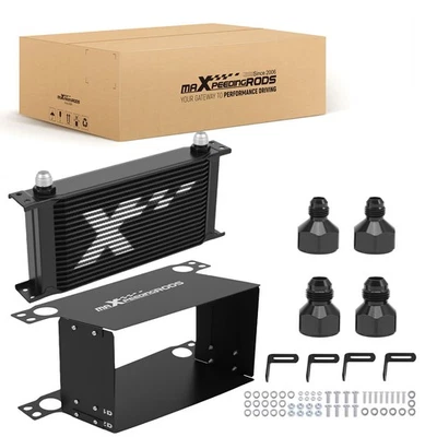 Universal Oil Cooler Kit 19 Row 10AN Transmission Engine Cooler Aluminum Black - Image 1 of 4