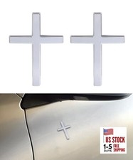 2PCS 3D Cross Stickers,Car Accessories Decals for Vehicles,Self Silver
