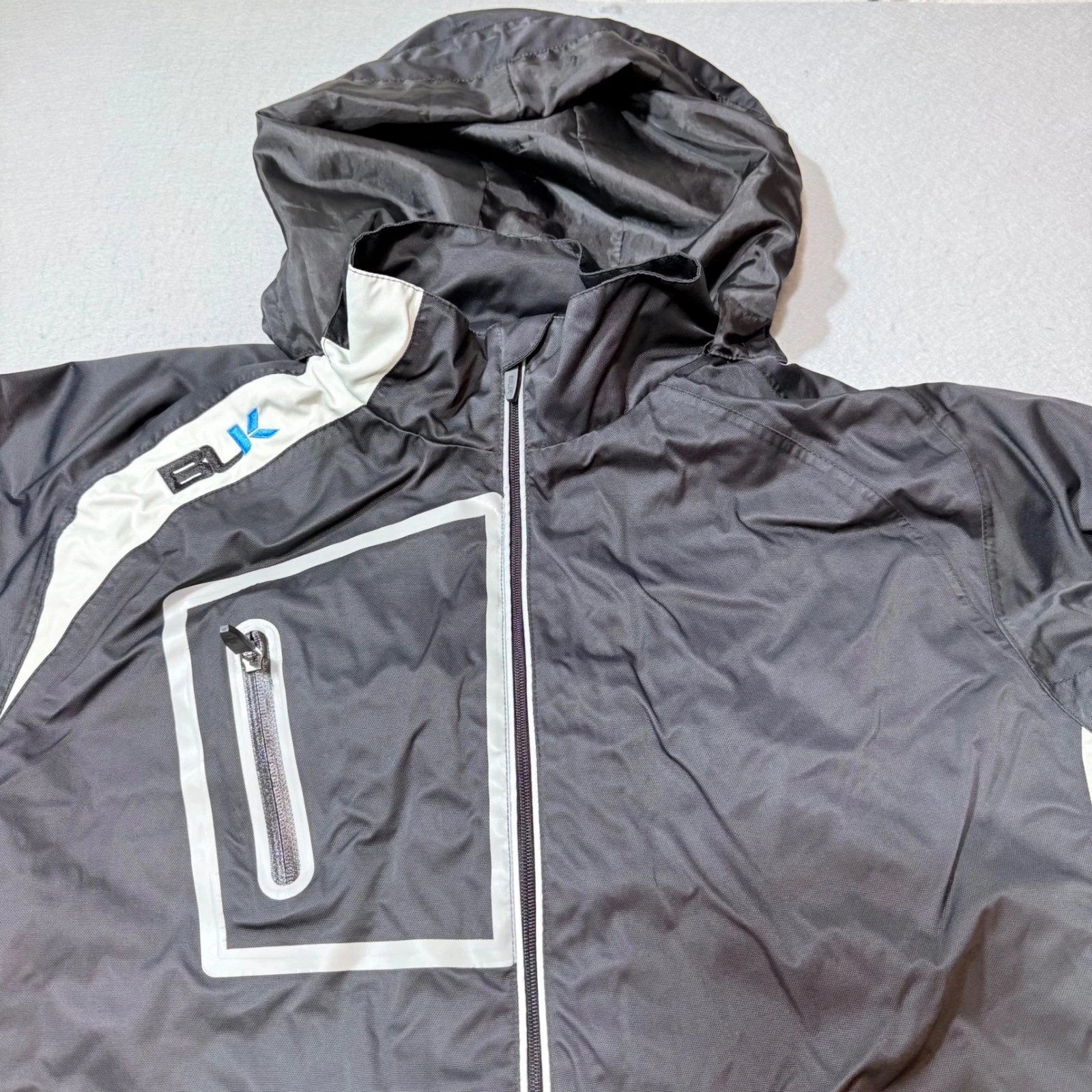 BLK Sportswear Full Zip Hooded Jacket Black White Men's 2XL Lightweight