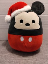 Squishmallows Disney Christmas Mickey Mouse Santa Hat Holiday Plush 10