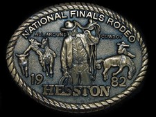 TF15152 NOS NFR 1982 NATIONAL FINALS RODEO HESSTON COLLECTOR BELT BUCKLE