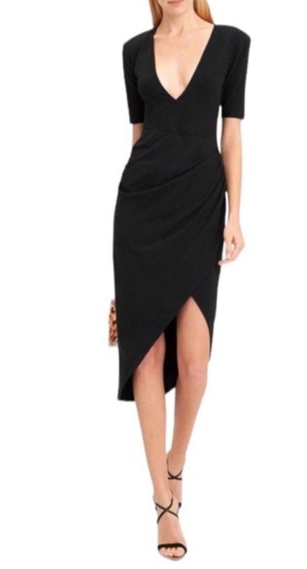 Fleur Du Mai Authentic Solid Black V Neck Plunge … - image 1