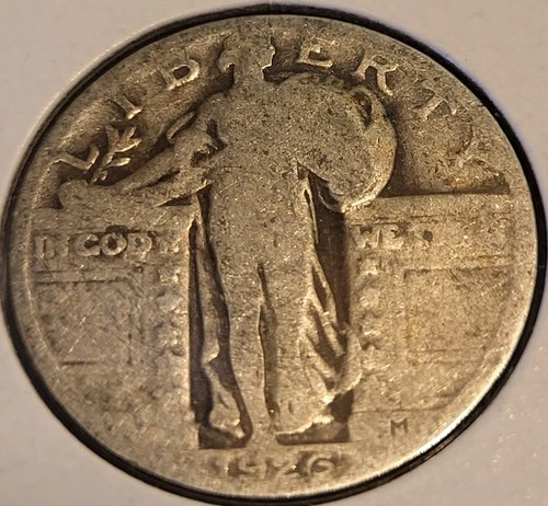 1926 P 25C Silver Standing Liberty Quarter! Good Condition 99 Year Old Coin!