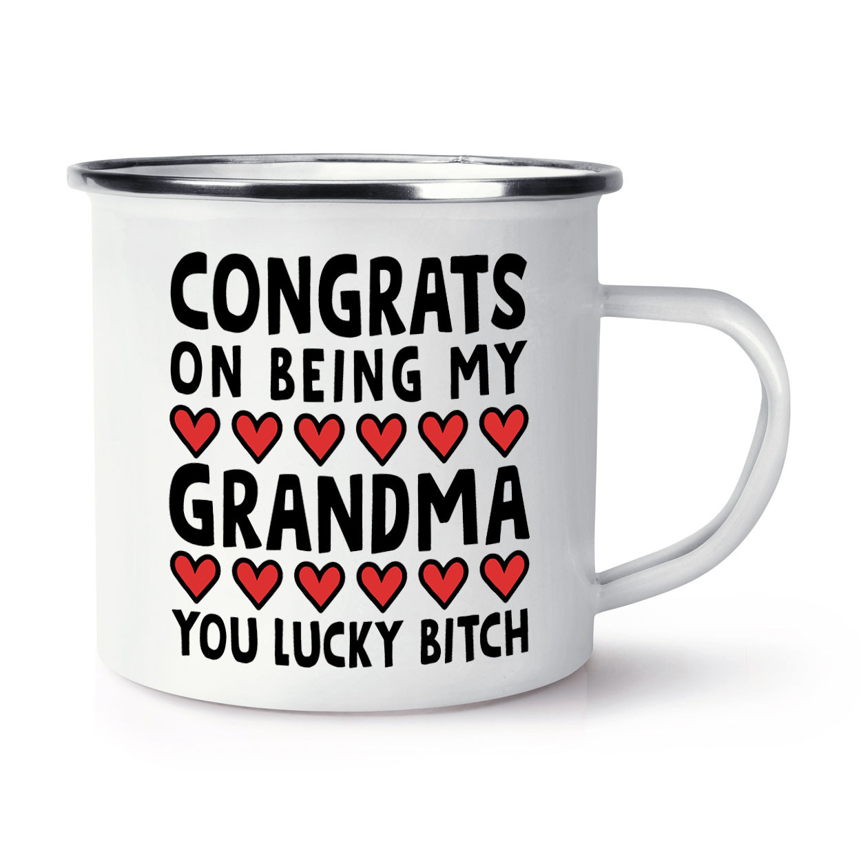 Congrats On Being My Grandma Lucky Bastard Enamel Mug Cup Worlds Best Awesome