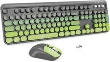 Wireless Keyboard & Mouse - 2.4GHz - 104 Round Keys - Retro Typewriter
