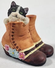 Rare Vintage Lenox Victorian Black And White Kitten In Boots Thimble