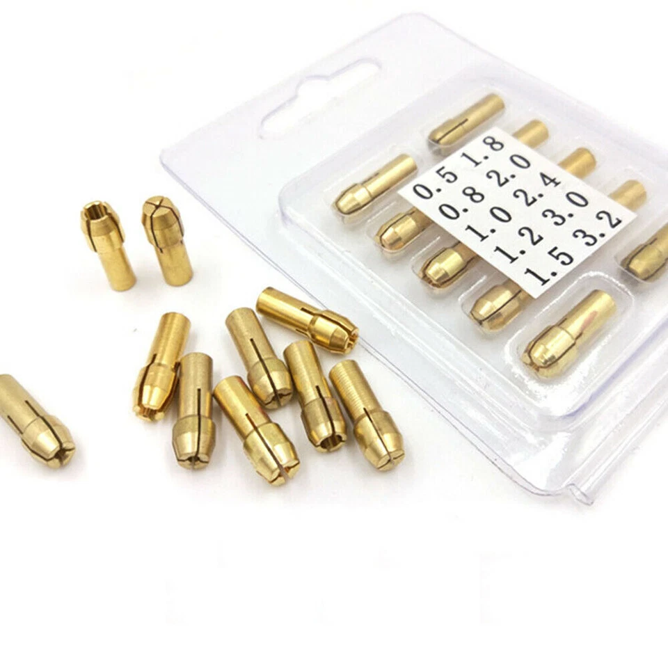 10Pcs 0.5mm-3.2mm Brass Drill Chuck Collet Bit Adapter F Dremel Rotary Tools Kit - Image 4 of 4