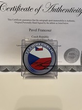 PAVEL FRANCOUZ Autographed Signed Czechia Flag Hockey Puck Colorado W/Case COA