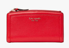 Kate spade Knott Zip Slim Bi-fold Leather Wallet NWT Red