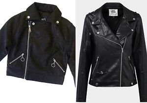NEW LOOK Brand Leather Look Crop Biker Jacket Zip Fashion Coat Girls 9-15 Years