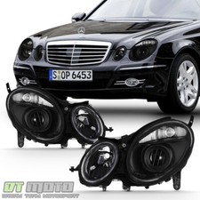 Black 2003-2006 Mercedes Benz W211 E-Class Headlights [Halogen Model] Headlamps