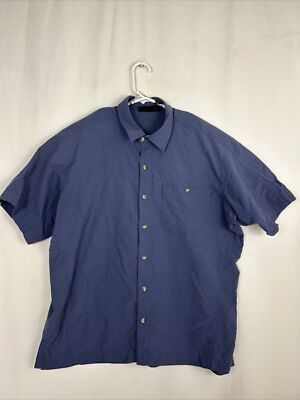 Mountain Hardwear Mens Large Short Sleeve Button Up Shirt Blue Pin Hole  Nylon