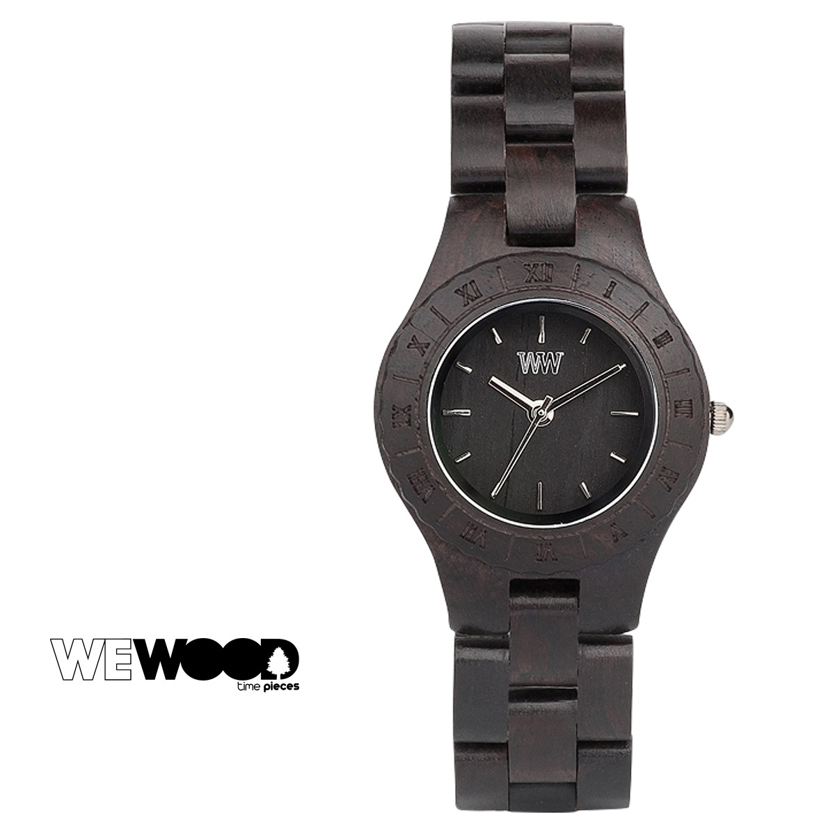 WeWOOD Moon Women's Black Watch 女性用 腕時計 WeWood Moon Crystal Black 70204300