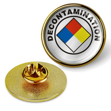 Decontamination Hat Pin Lapel Tie Tac Badge, Military Emblem Suit Shirt - Gold