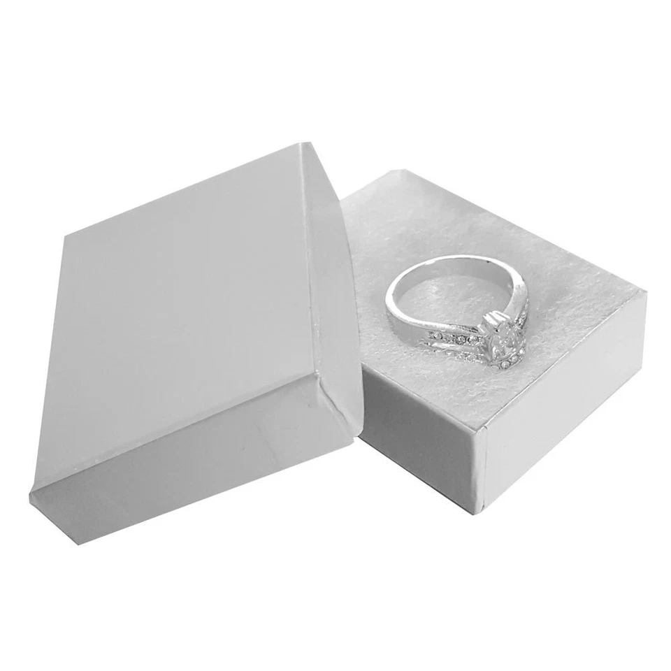 Caja de cartón llena de algodón blanco brillante cajas de regalo para joyas ~ 100, 200, 500 Foto 4 de 4