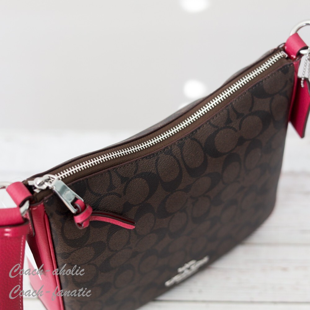 NWT Coach C1649 Ellie File Bag In Signature Canvas Brown/Bright  