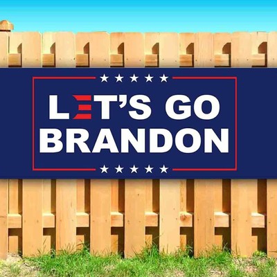 LETS GO BRANDON Advertising Vinyl Banner TRUMP BIDEN FUNNY Blue 24'' x 64''