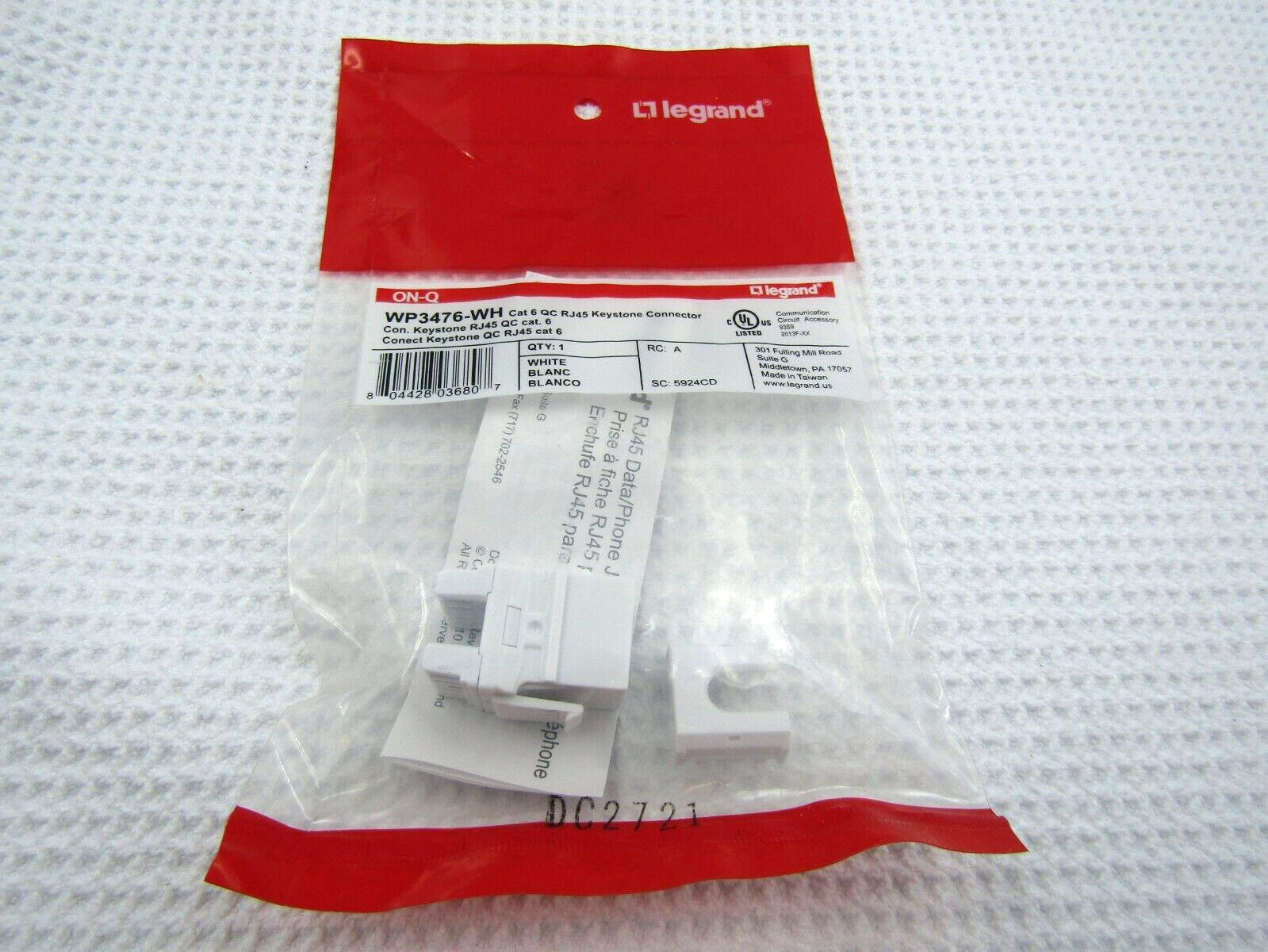 LEGRAND WP3479-WH F CONNECTOR & WP3476-WH KEYSTONE CONNECTOR