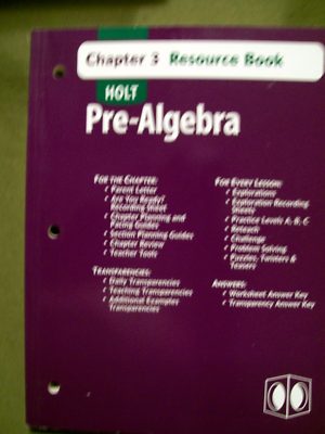 Holt Pre-Algebra : Chapter 3 Resource Book by Holt, Rinehart & Winston 2003