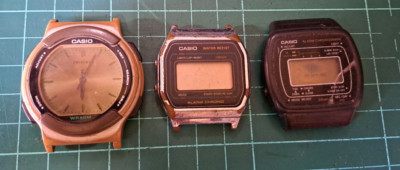 Vintage 80er Konvolut 2 Stück Casio (ABX-53) (A155W) (F-80) *Ersatzteile fix* ungeöffnet