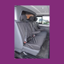Tailored Waterproof Rear Back Black Seat Covers for Renault Trafic CrewVan 2014+