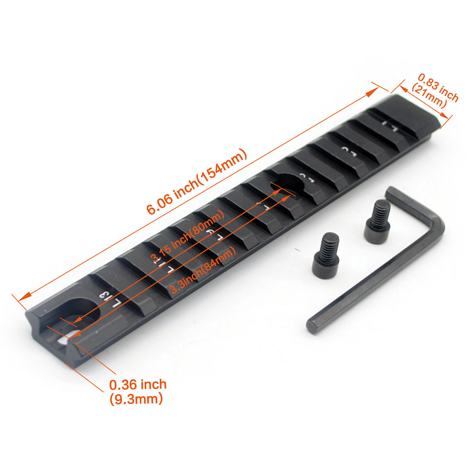 6'' inch Picatinny Weaver Rail Section Mount System Adapter 21 mm Rails ...