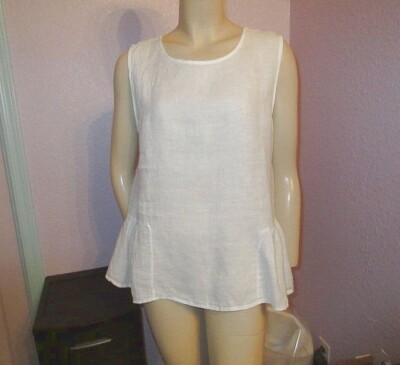 Francesca Bettini 100% Linen Top Size M Tank Peplum Ruffle