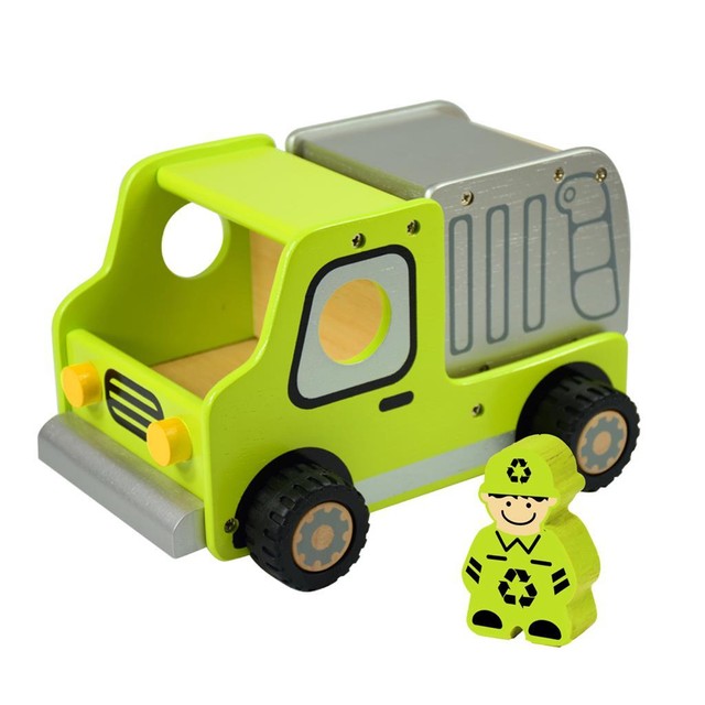 wooden garbage truck toy