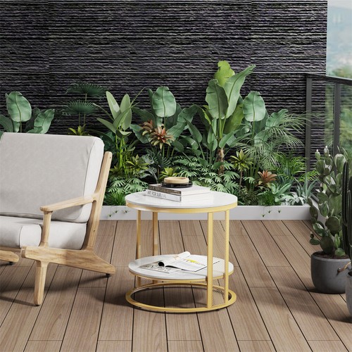Extra Thick Marble Coffee Table Anit-scratch Side Table Round Accent Furniture - Picture 4 of 12