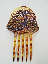 ANTIQUE LARGE FAUX TORTOISE SHELL RHINESTONE ENCRUSTED MANTILLA COMB 7 5/8"