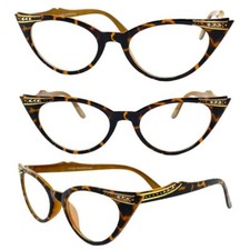 Women's Classic Vintage Retro Cat Eye Style Clear Lens EYE GLASSES Leopard Frame