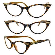 Women's Classic Vintage Retro Cat Eye Style Clear Lens EYE GLASSES Leopard Frame