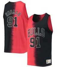 Men's Chicago Bulls Dennis Rodman Mitchell  Ness Black/Red Hardwood Classics