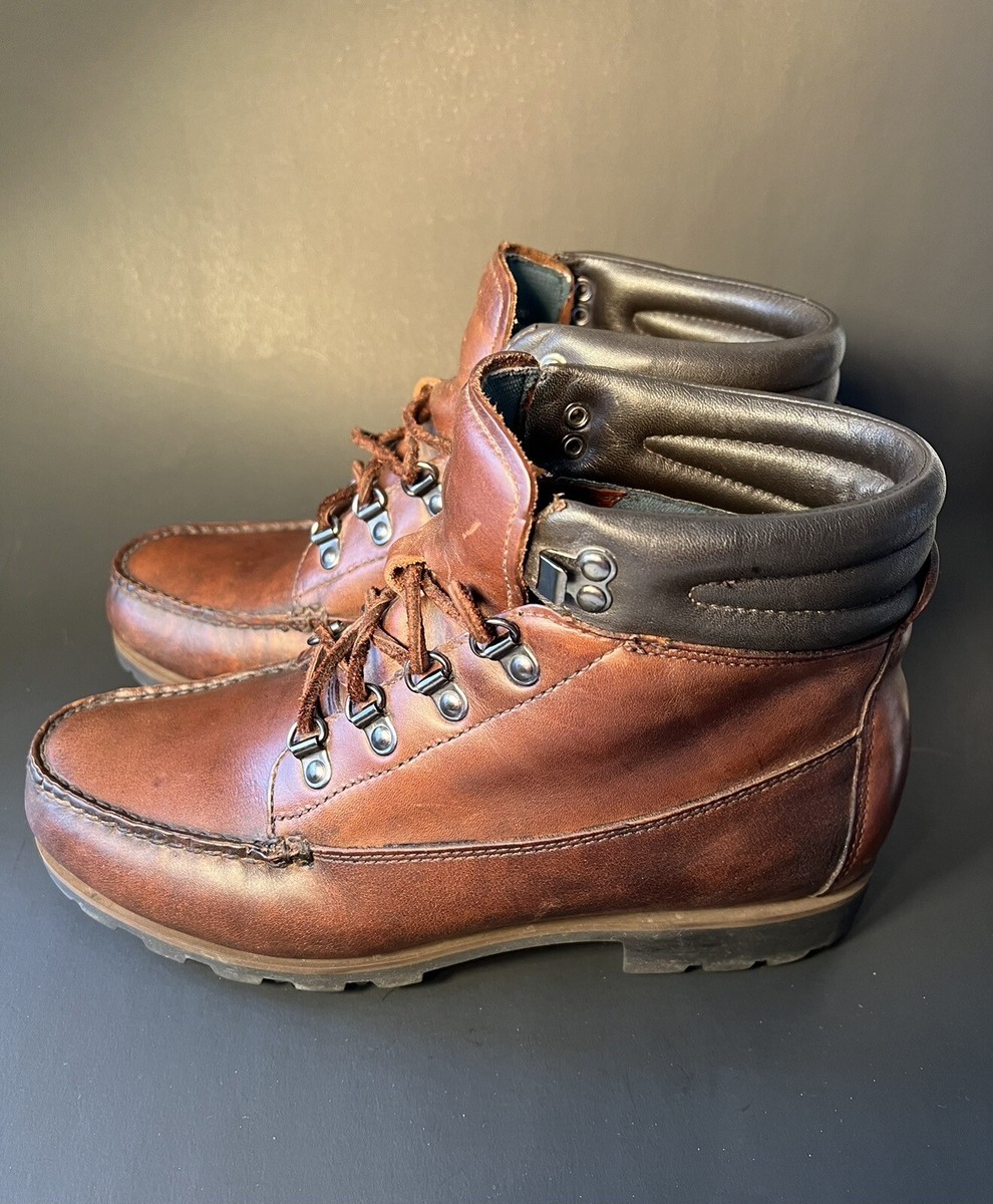 H.H. Brown Leather Mountaineering Hiking Moc Toe Boots  display picture 2