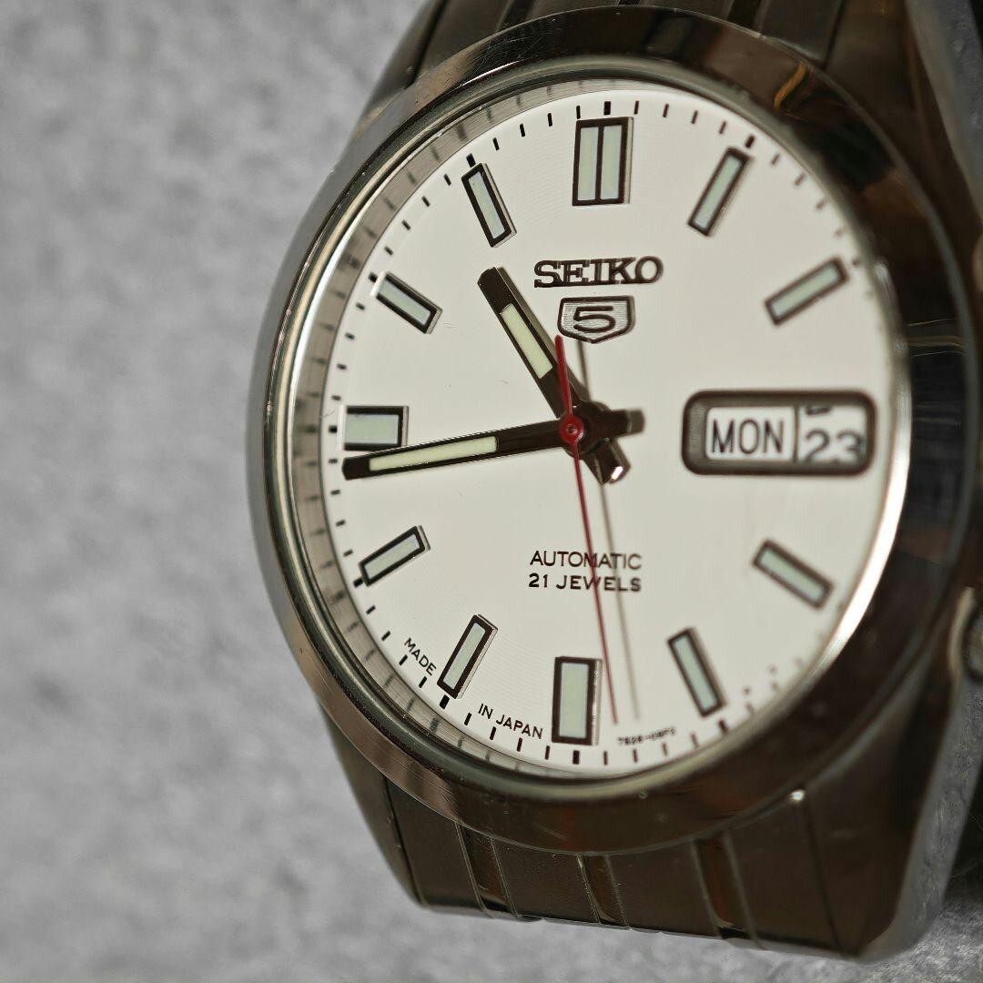 Seiko 5 Automatic White Dial Day-Date Rare Vintage Men's Watch