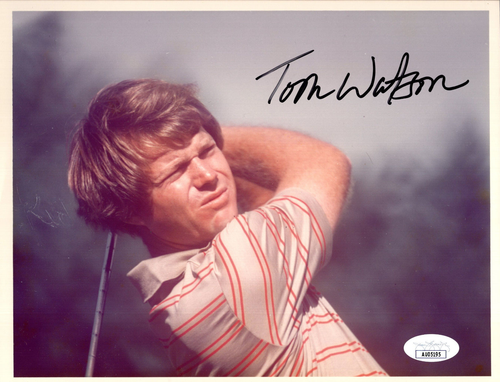 TOM WATSON VINTAGE HAND SIGNED 7x9 COLOR PHOTO AMAZING POSE JSA - 第 1/2 張圖片