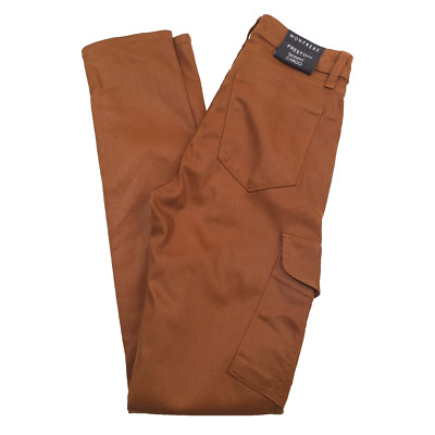 $328 Monfrere Preston Coated Toffee Skinny Cargo Jeans Made in USA Mens Size 30