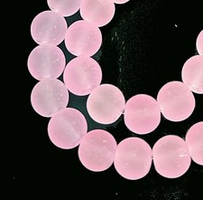 25 Frosted Sea Glass Round Beads Matte - Pink 8mm